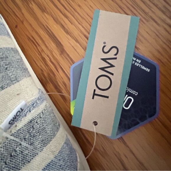 Womens TOMS Alpargata Blue Multi Wide Stripe Canvas Slip On Flat Shoes Size 7 - Picture 5 of 9